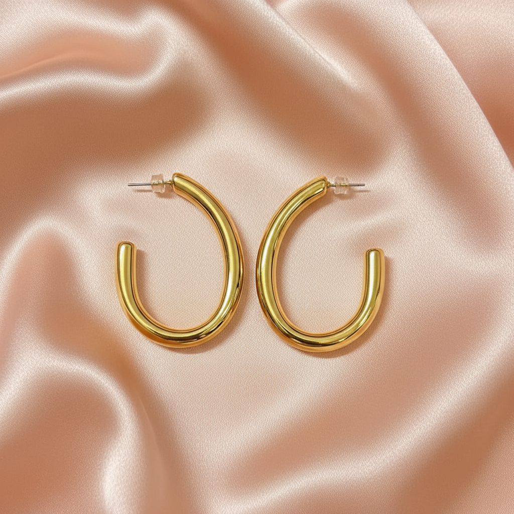 Bold Gold U-Shaped Hoop Earrings – Minimal Statement Jewelry