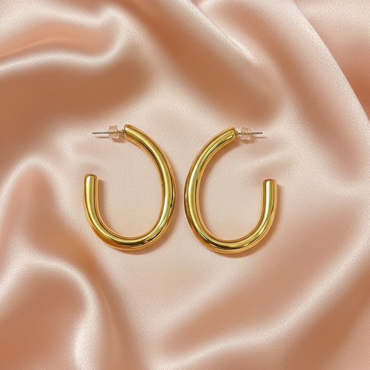 Bold Gold U-Shaped Hoop Earrings – Minimal Statement Jewelry