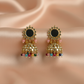 Golden Mirror Statement Earrings with Mangtika with Pastel Beads- Stainless steel