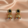 Golden Mirror Earrings with Maangtika – Pastel Bead Ethnic Jewellery India