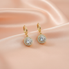 Gold-Plated Crystal Drop Earrings – Minimal Elegant Round Dangle-Stainless steel