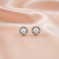 Classic Pearl & Crystal Stud Earrings – Elegant Silver-Tone Halo Design-Stainless steel