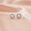 Classic Pearl and Crystal Stud Earrings – Elegant Silver-Tone Halo Design-Stainless steel