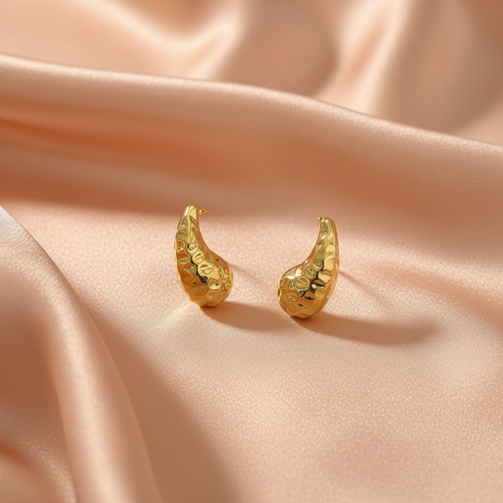 Textured Gold Crescent Earrings – Bold Statement Jewelry