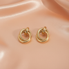 Gold Double Loop Statement Earrings- Stainless Steel | BME