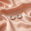 Silver Textured Chunky Hoop Earrings - Stainless Steel