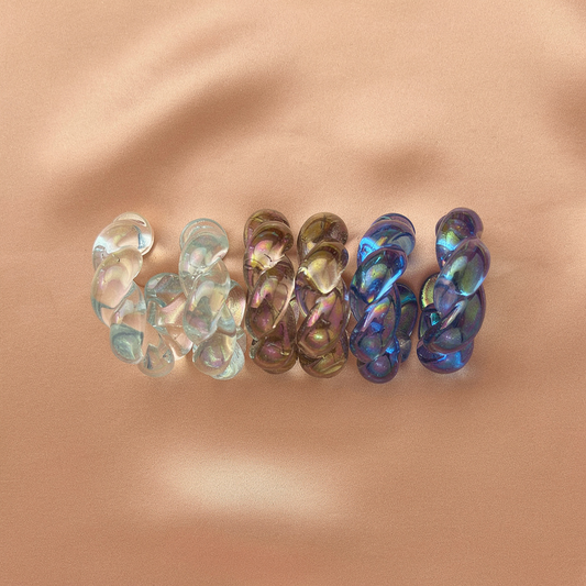 Acrylic Glossy Hoop Earrings - Set of 3
