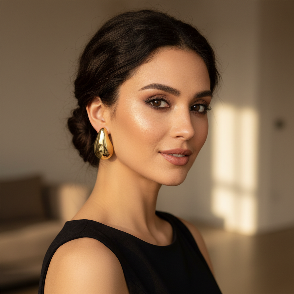 Statement Dual Teardrop Earrings – Bold Glossy Jewelry