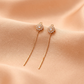 Premium CZ Round Stud Chain Drop Earrings for Women- American Diamond