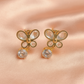 Gold-Plated Butterfly Drop Earrings with Crystal Charm – Elegant Statement Design