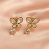 Gold-Plated Butterfly Drop Earrings with Crystal Charm – Elegant Statement Design