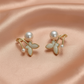 Gold-Plated Butterfly Pearl Drop Earrings – Elegant Minimal Statement