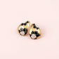 Teal Floral Gold-Tone Stud Earrings – Premium Gloss Designer Statement Studs