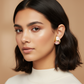 Teal Floral Gold-Tone Stud Earrings – Premium Gloss Designer Statement Studs