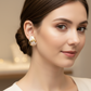 Teal Floral Gold-Tone Stud Earrings – Premium Gloss Designer Statement Studs