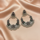 Vintage Oxidised Chandbali Earrings Stones- Stainless Steel