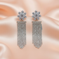 Elegant Floral Stone Tassel Earrings