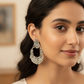 Vintage Oxidised Chandbali Earrings Stones- Stainless Steel