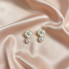 Pearl Bloom Drop Earrings – Elegant Floral Gold Finish Statement Design
