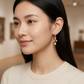 Gold-Plated CZ Floral Drop Earrings – Elegant Hanging Design