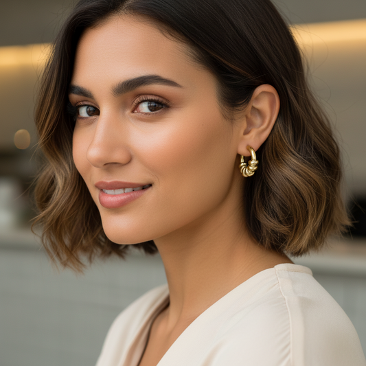 Gold Spiral Wrap Hoop Earrings- Stainless Steel