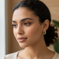 Gold Beaded Hoop Statement Earrings- Stainless Steel