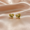 Gold-Tone Puffy Heart Stud Earrings- Stainless steel
