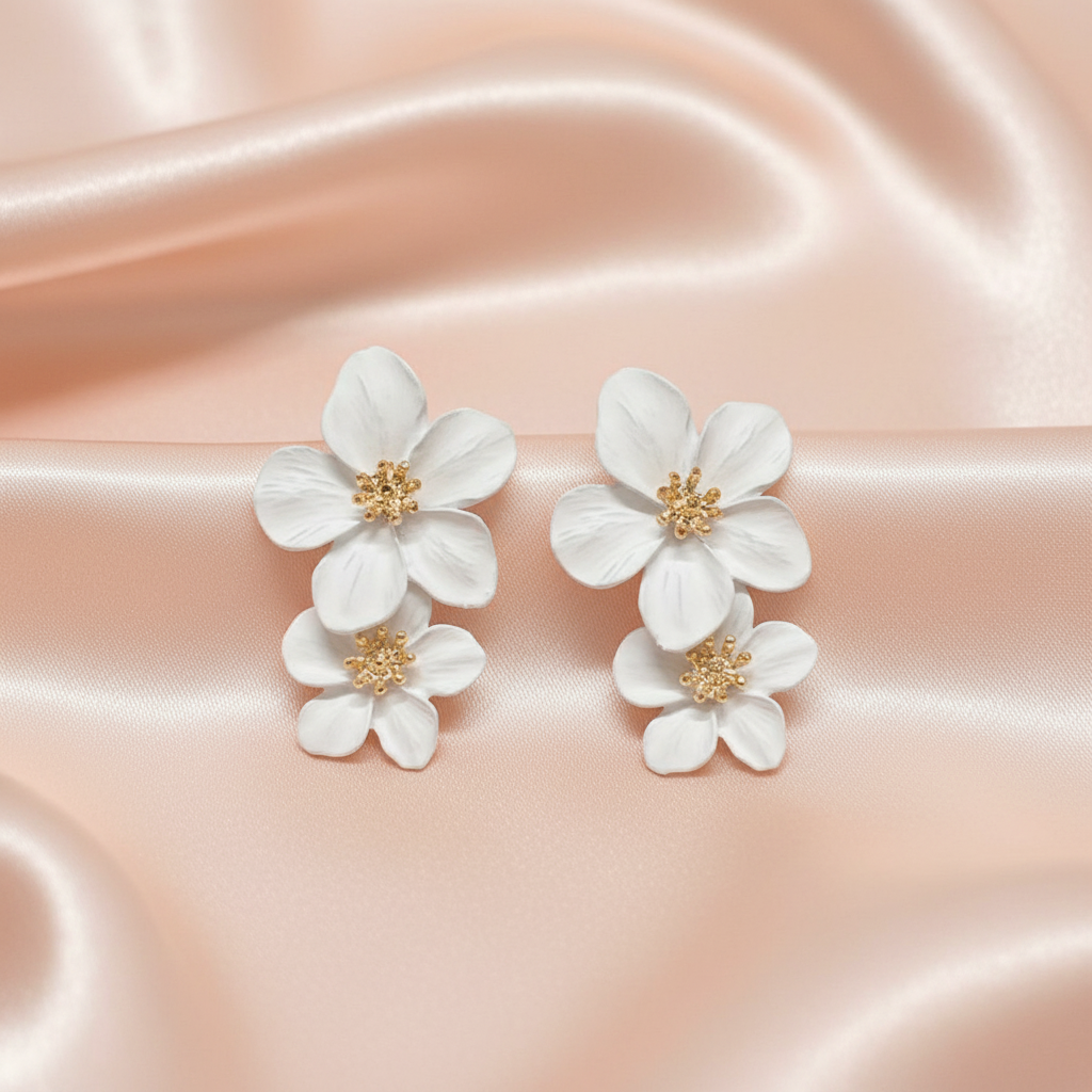 Vibrant Pink Flower Stud Earrings – Bold & Elegant Jewelry