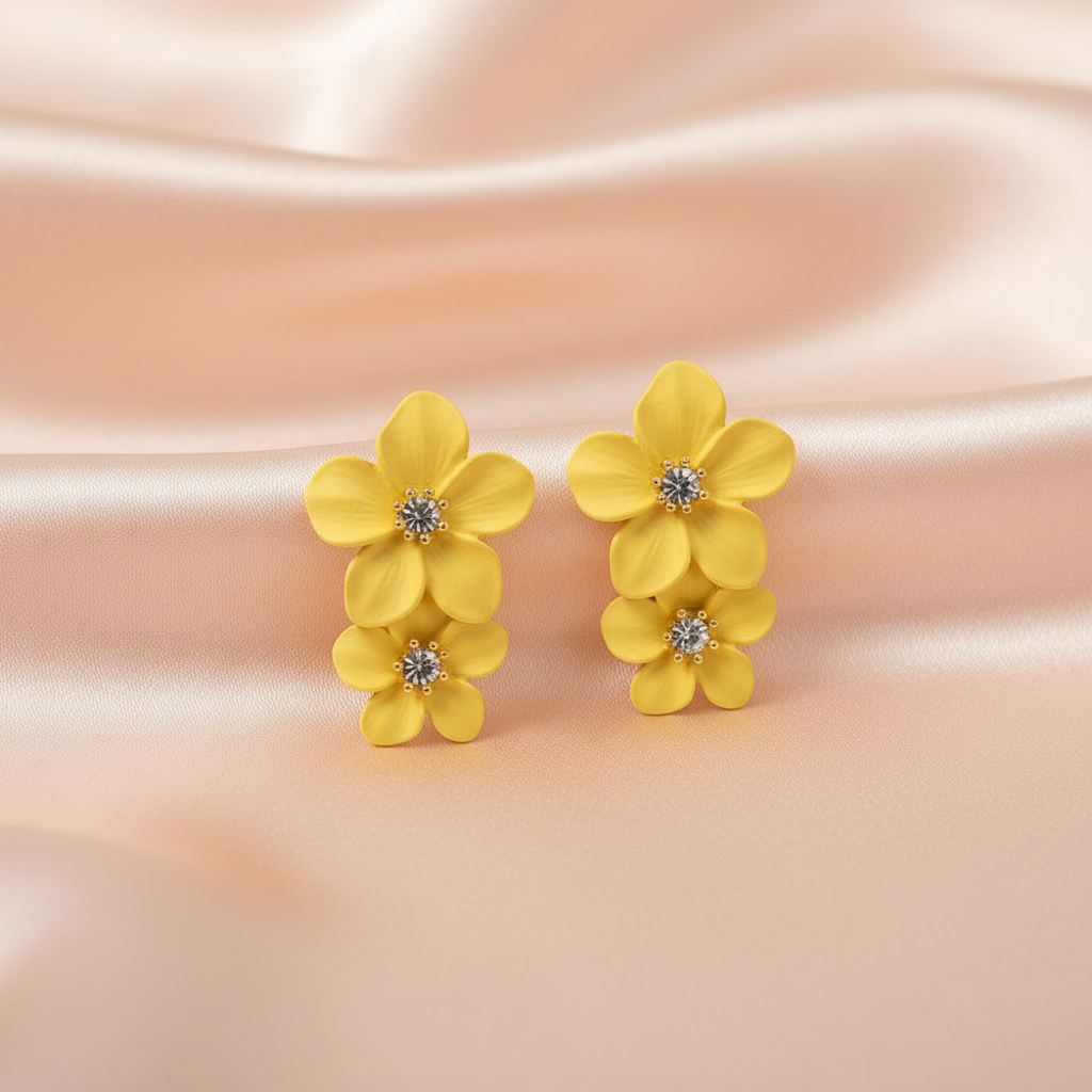 Vibrant Pink Flower Stud Earrings – Bold & Elegant Jewelry
