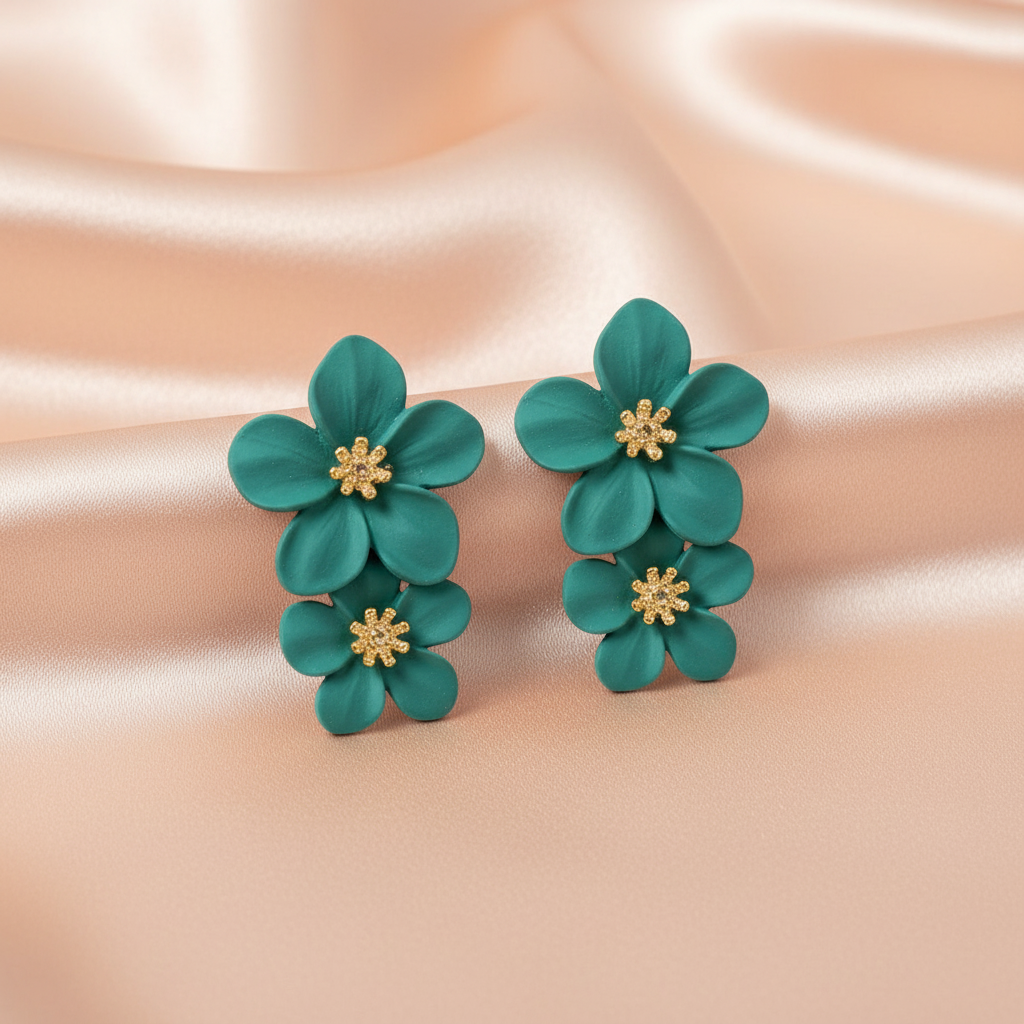 Vibrant Pink Flower Stud Earrings – Bold & Elegant Jewelry