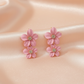 Vibrant Pink Flower Stud Earrings – Bold & Elegant Jewelry