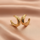 Gold Textured Hoop Earrings – Minimal Chunky Half Hoops- Stainless Steel