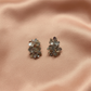 Silver Floral Cluster Stud Earrings – Mirror Finish Statement Earrings