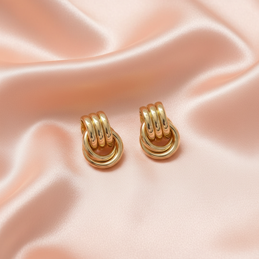 Gold Multi-Layer Hoop Statement Earrings- Stainless Steel