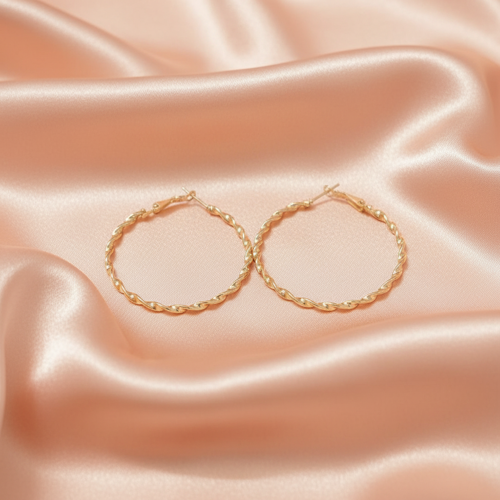 Gold Twisted Hoop Earrings – Classic Statement Jewelry- Stainless steel