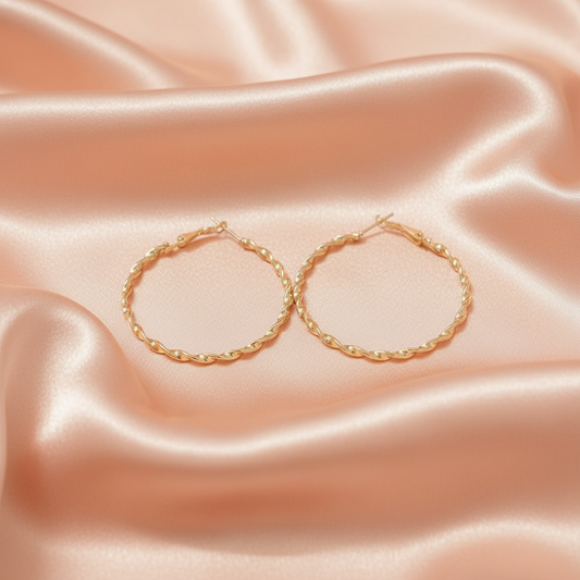 Gold Twisted Hoop Earrings – Classic Statement Jewelry- Stainless steel