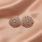 Rose Gold Crystal Statement Stud Earrings – Floral Sparkle Design- Stainless Steel