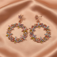 Rose Gold Floral Hoop Statement Earrings – Multicolor Crystal Design- Stainless Steel