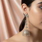 Traditional Silver Oxidized Jhumka Earrings – Ethnic Statement Jewelry- Stainless Steel