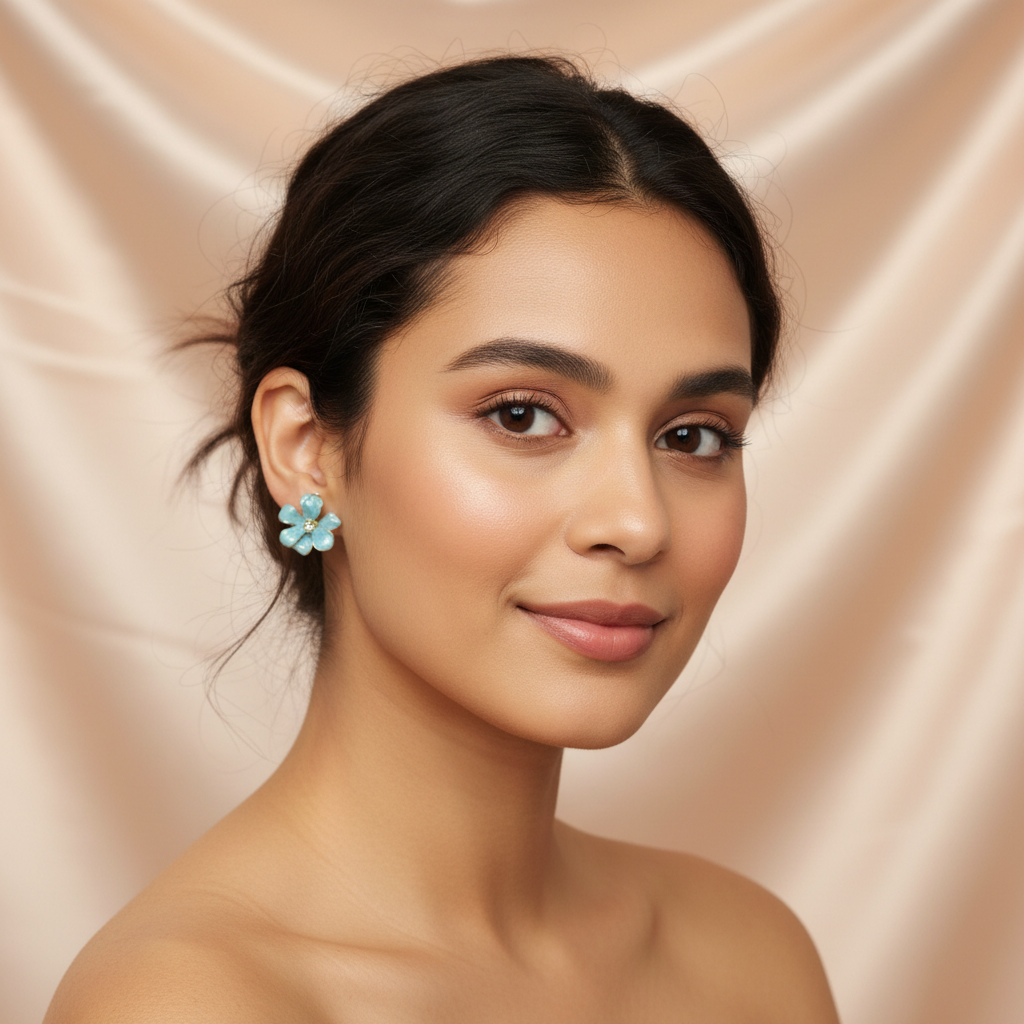 White Flower Stud Earrings – Elegant Feminine Jewelry
