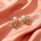 Gold-Tone Pearl Burst Earrings with Crystal Detailing