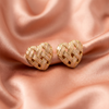 Gold Woven Heart Stud Earrings – Minimal Textured Design