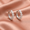 Silver Pearl Cluster Hoop Earrings – Elegant Textured Statement Design
