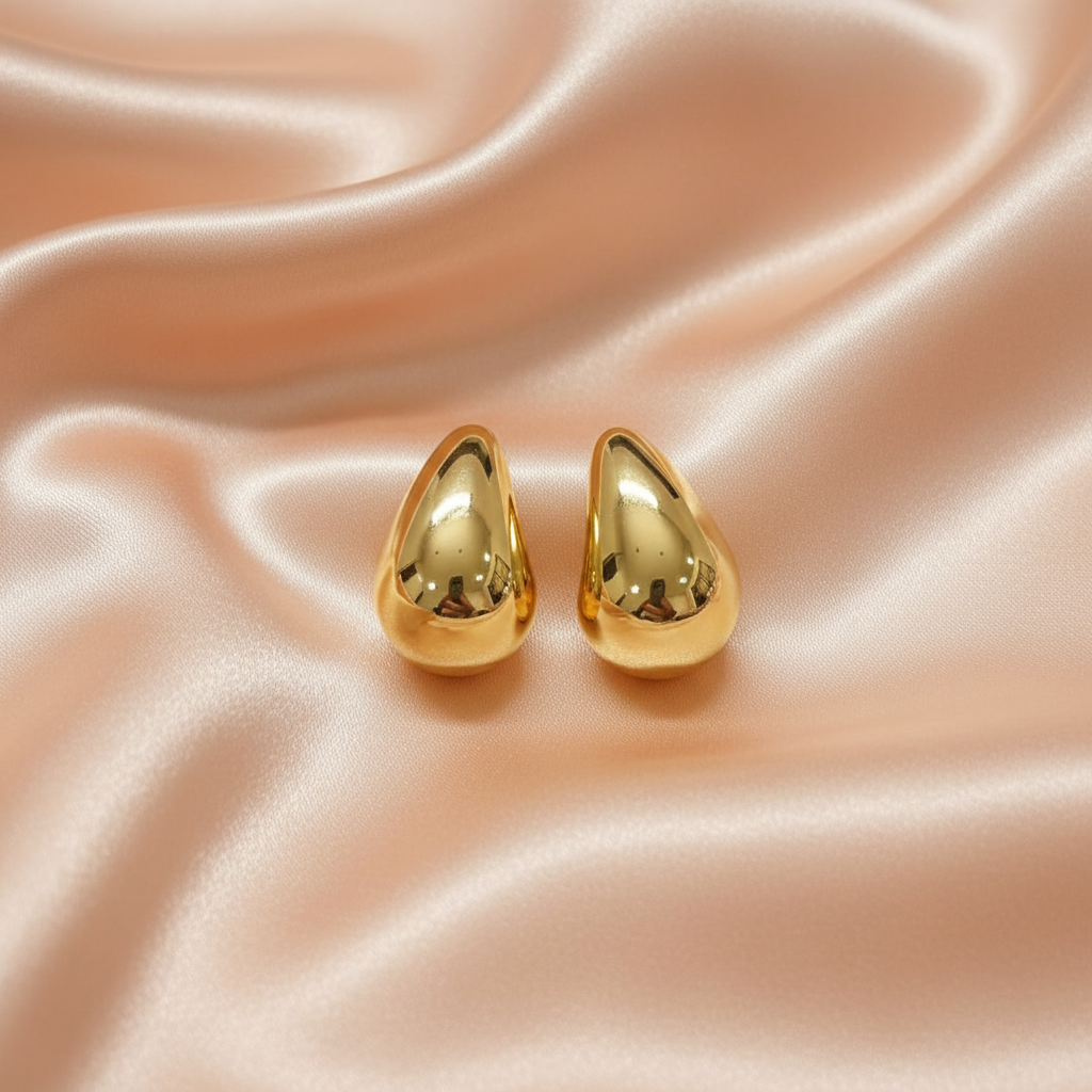 Statement Dual Teardrop Earrings – Bold Glossy Jewelry