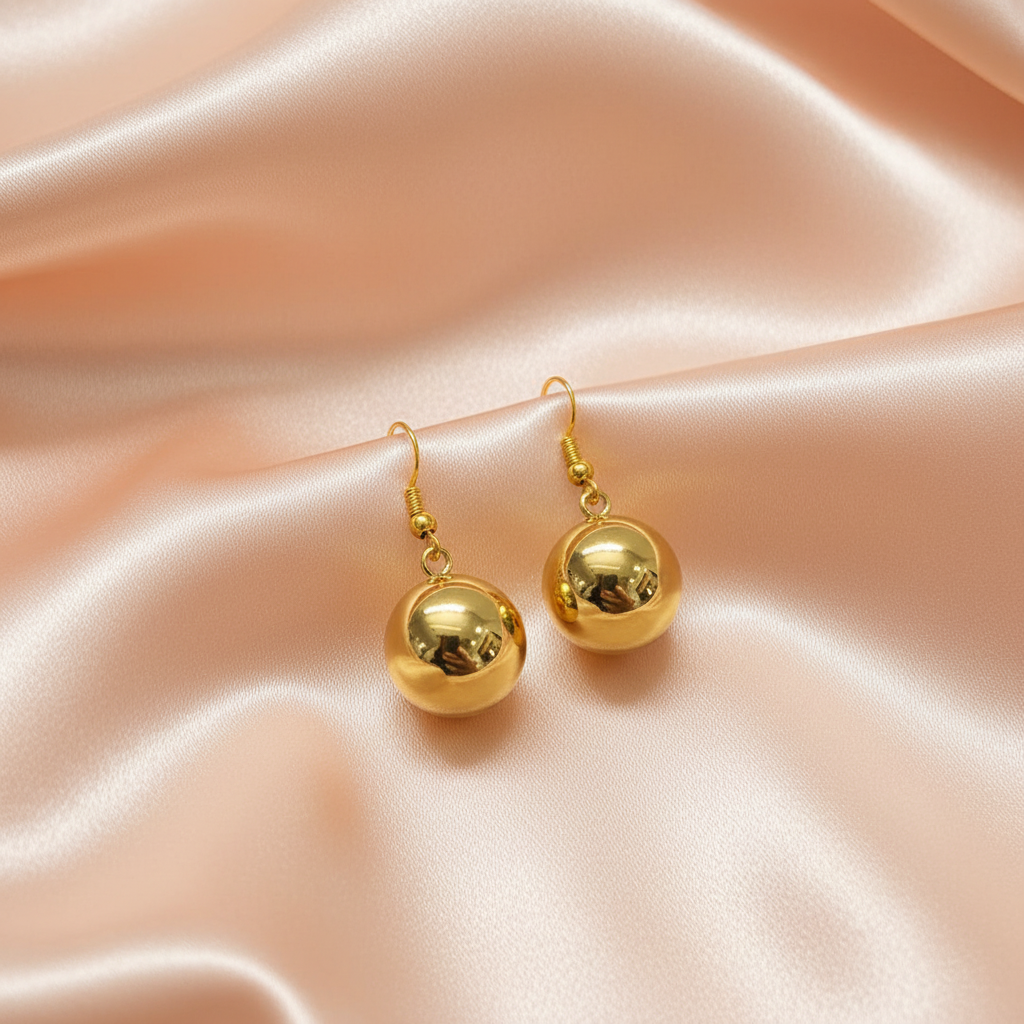 Minimal Gold Ball Earrings – Glossy Statement Jewelry