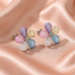 Pastel Gloss Floral Earrings with Crystal Center Detail