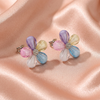 Pastel Gloss Floral Earrings with Crystal Center Detail | BME