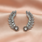 Silver Leaf Ear Cuff with Crystal Detailing – Statement Ear Wrap Earring