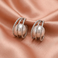 Layered Silver Hoop Pearl Earrings – Crystal Accent Statement Design