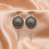 Oxidised Silver Tribal Ear Cuff Earrings with Circular Engraved Design